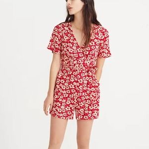 Madewell Red Floral Jumpsuit